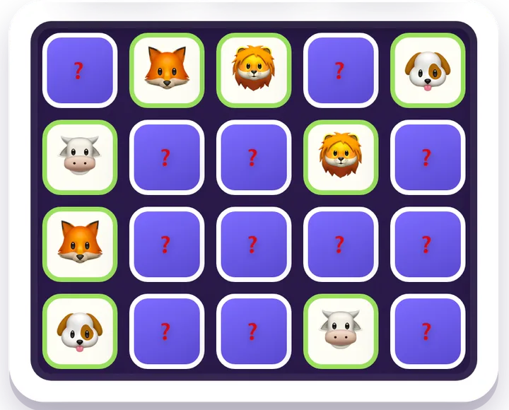 Memory Match game board