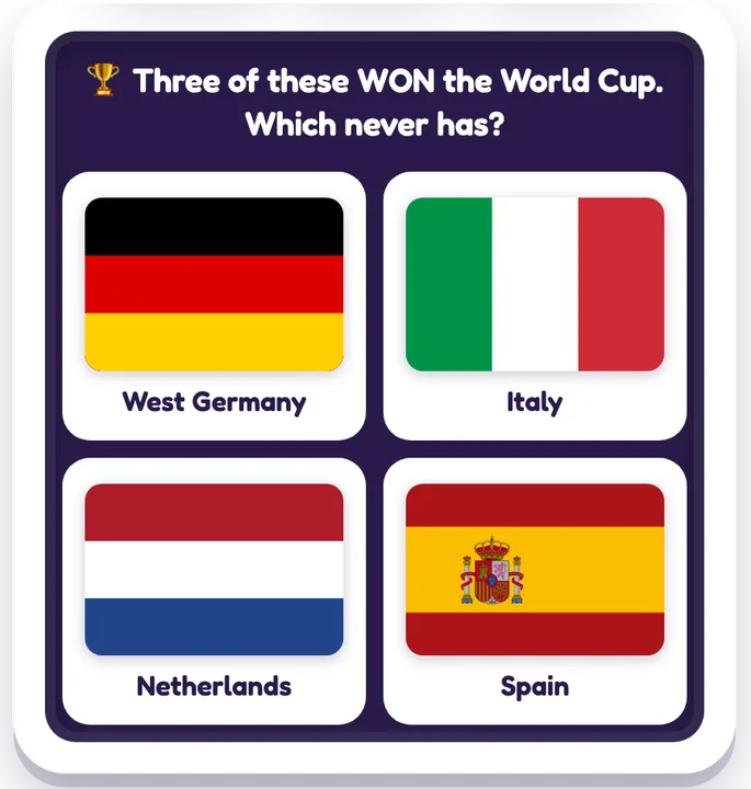 Soccer Odd One Out game board