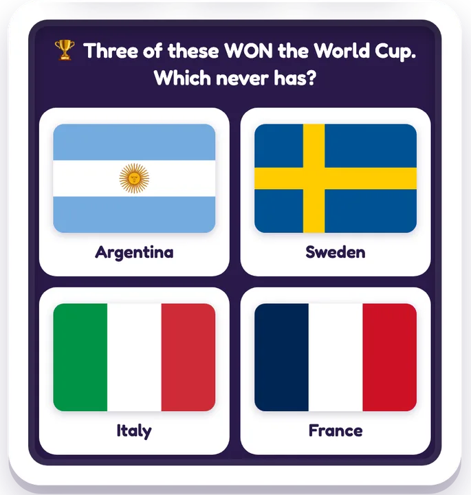 Soccer Odd One Out game board
