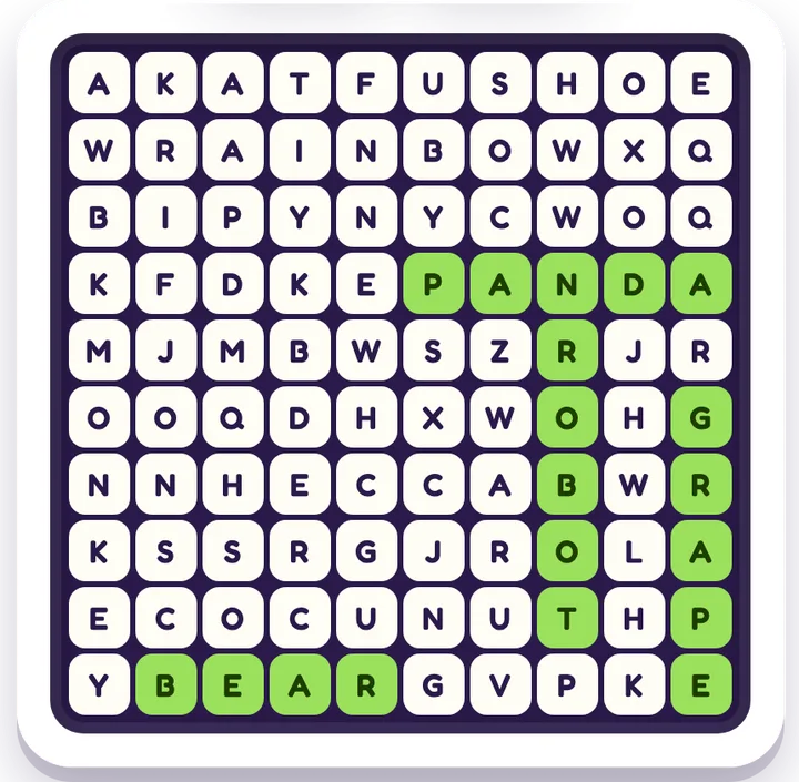 Word Search game board